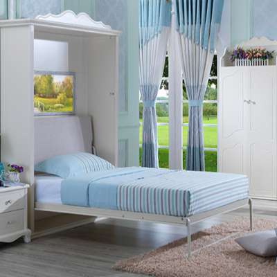 Front floding bed Furniture bedroom metal folding bed wooden wall bed  with wooden frame